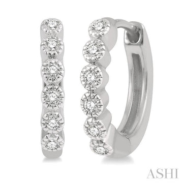1/10 Ctw Round Cut Diamond Huggie Petite Earrings in 10K White Gold